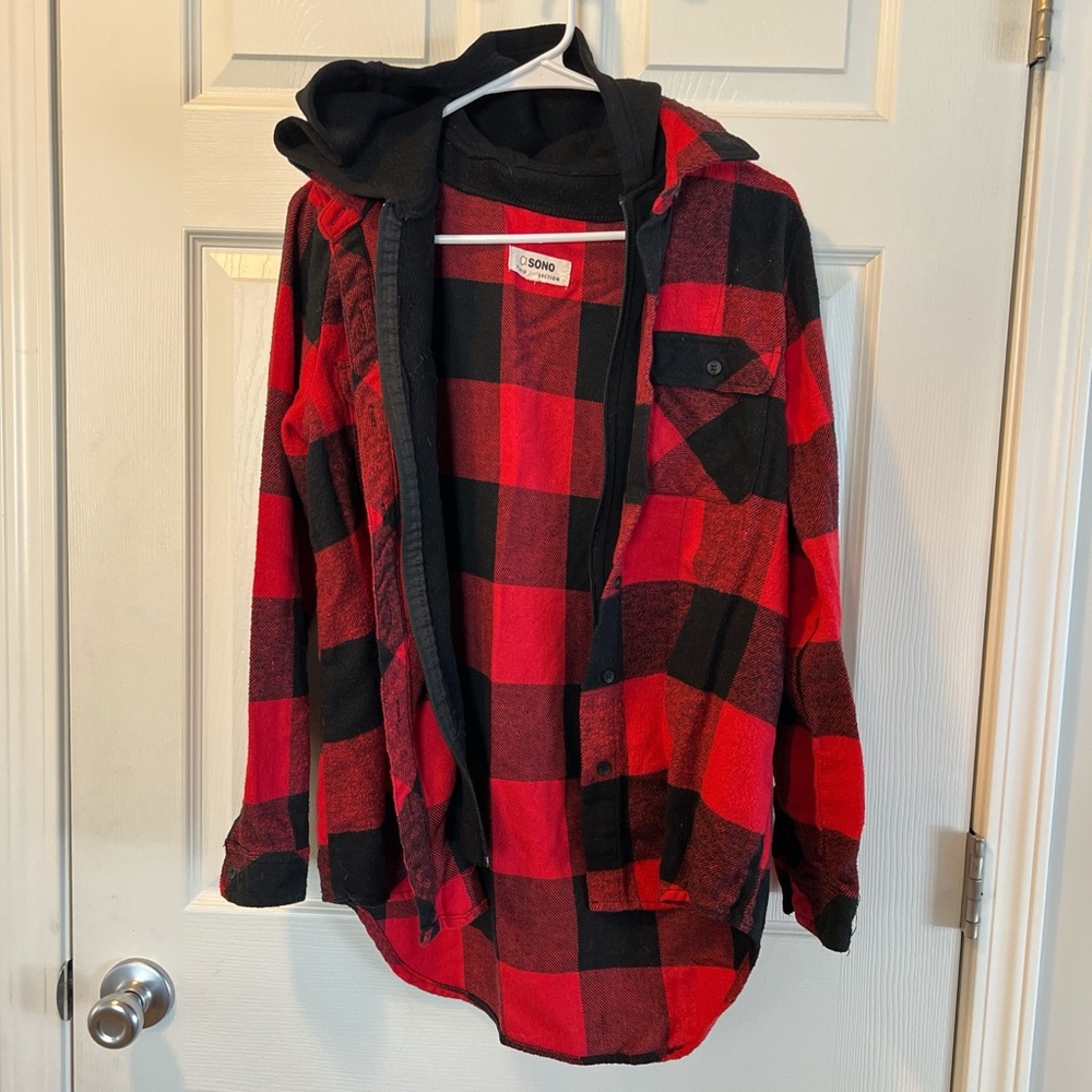 Ci Sono Red and Black Plaid Shirt